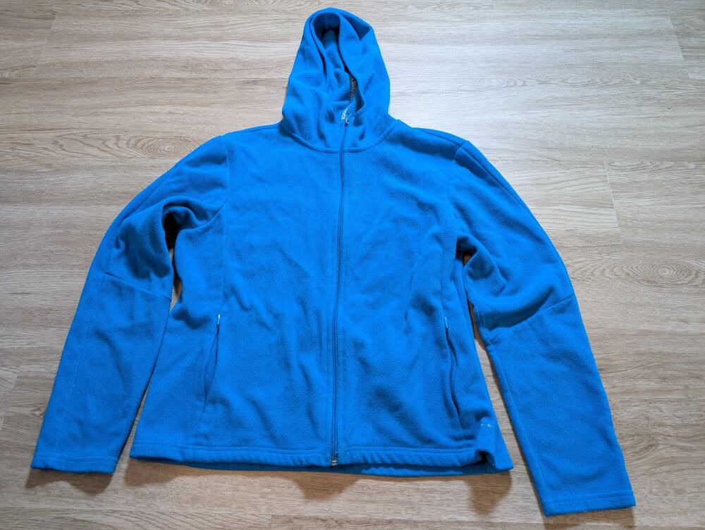 NY Jeans Womens XL Blue Full Zip Hooded Fleece Jacket Pockets Outdoor